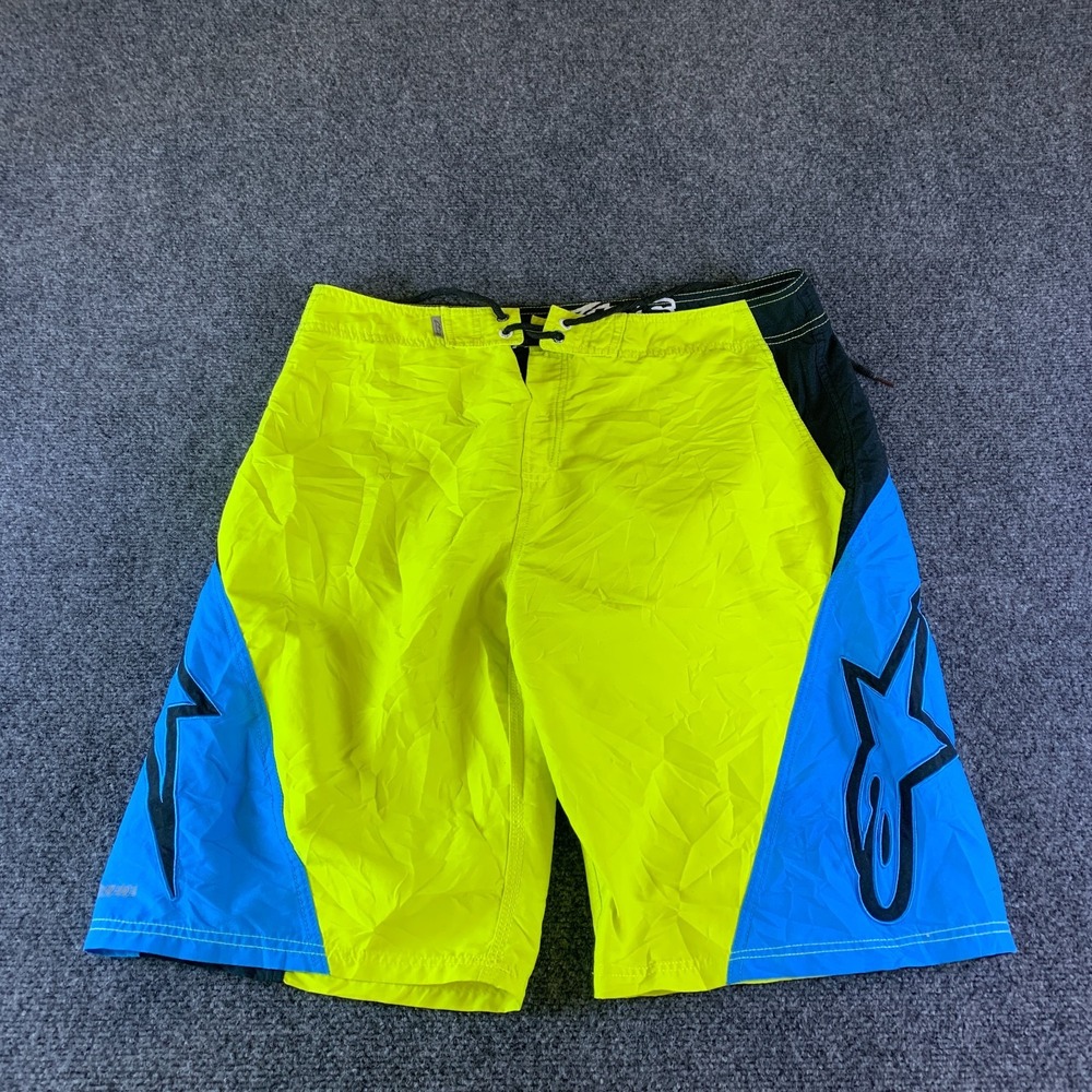 Alpinestars Performer Series Boardshorts Men 34 (Fits 35x11) Yellow Blue Lace Up